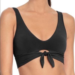 ROBIN PICCONE Ava Knot Front Bikini Top Black Size Small